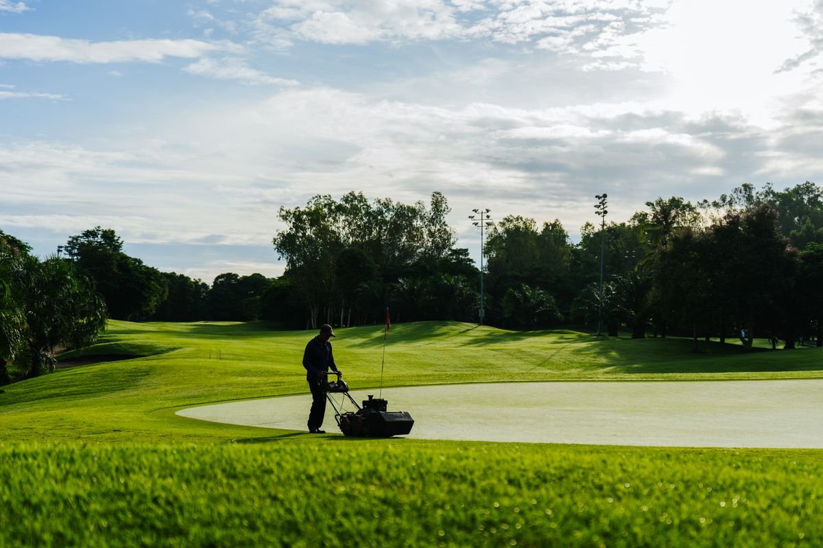 Terrain crew maintaining a manicured landscape